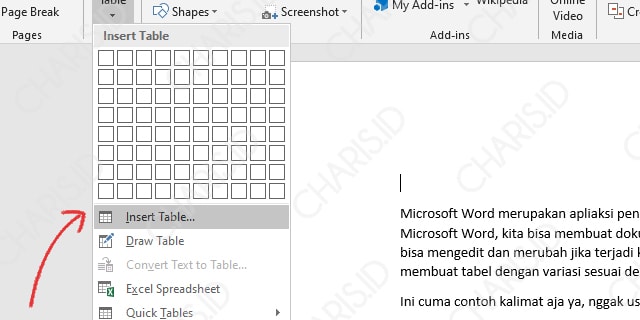 Belajar Membuat Tabel Ms Word