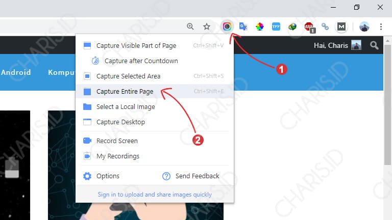 Cara mengambil tangkapan layar panjang di Chrome