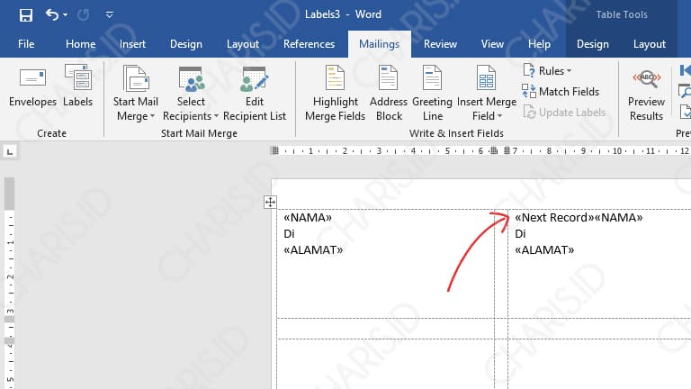 cara membuat format label undangan