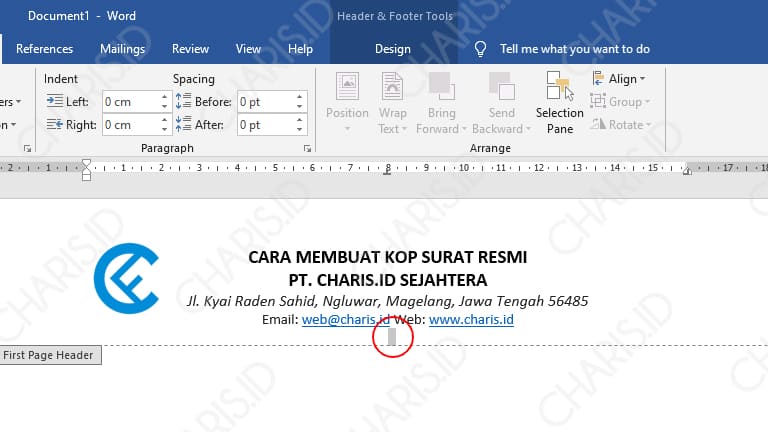 cara membuat kop surat dengan logo