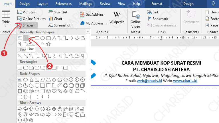 cara membuat kop surat dengan microsoft word