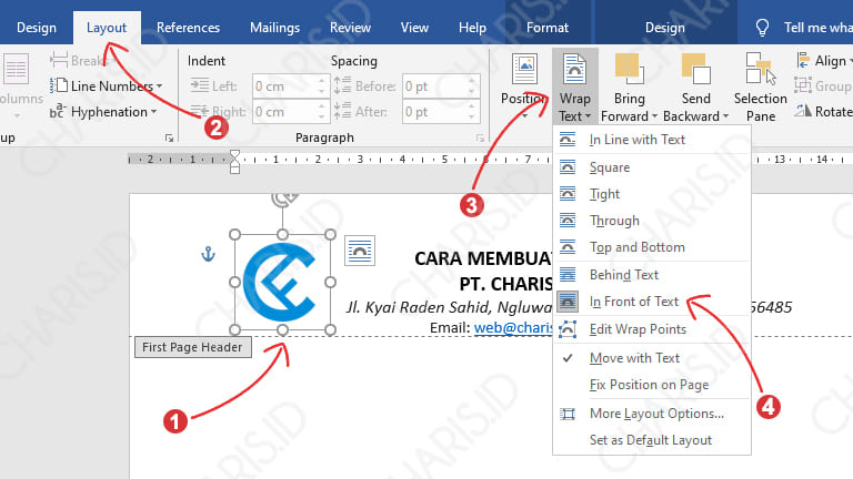 cara membuat kop surat di amplop