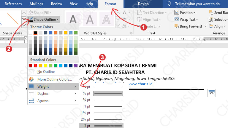 cara membuat kop surat di ms word