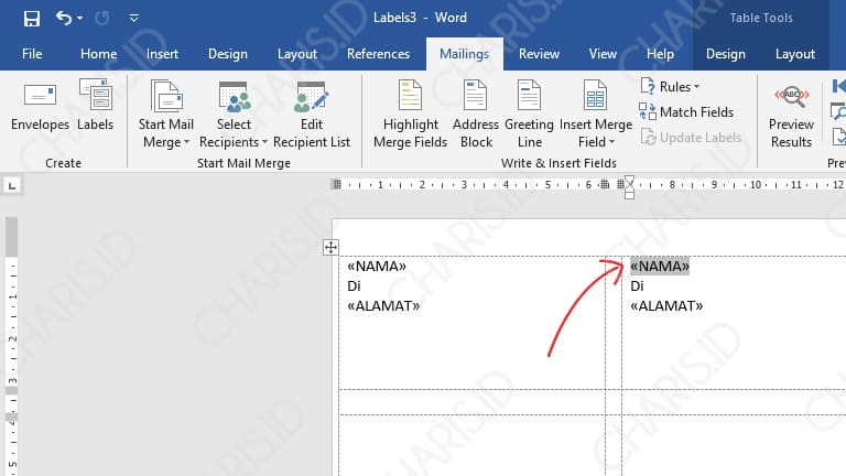 cara membuat nama di label undangan