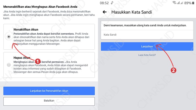 cara menghapus akun facebook android