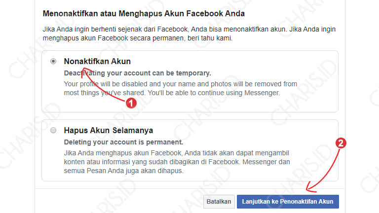 cara menghapus akun facebook di komputer