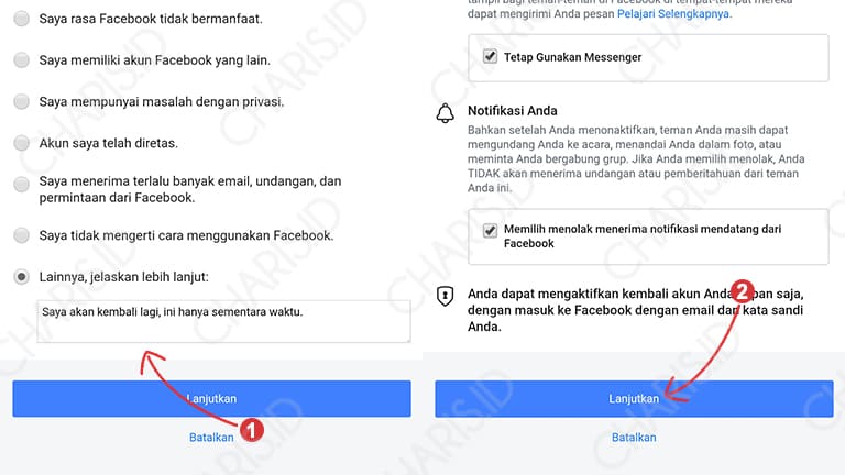 cara menghapus akun facebook sementara