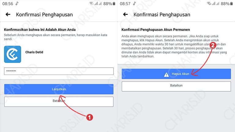 cara menghapus facebook permanen di android