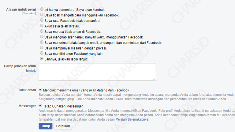 cara menghapus facebook sementara