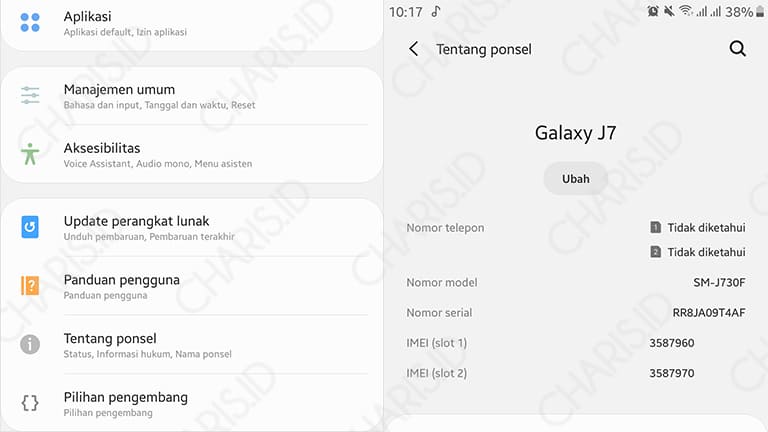 cara melihat imei samsung