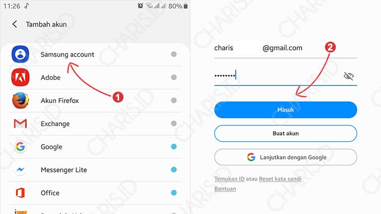 cara mendaftar akun samsung