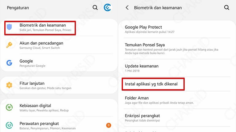 pengaturan keamanan Samsung