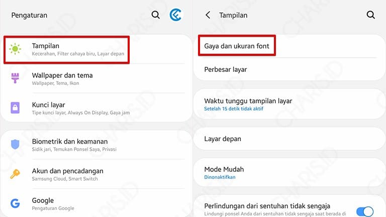 cara ganti font android