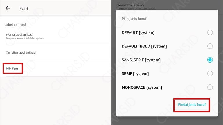 cara ganti font di android