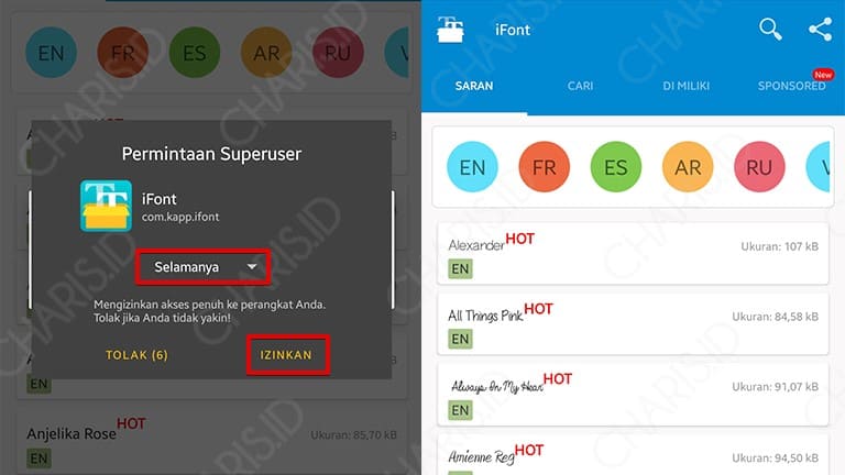 cara mengganti font android root