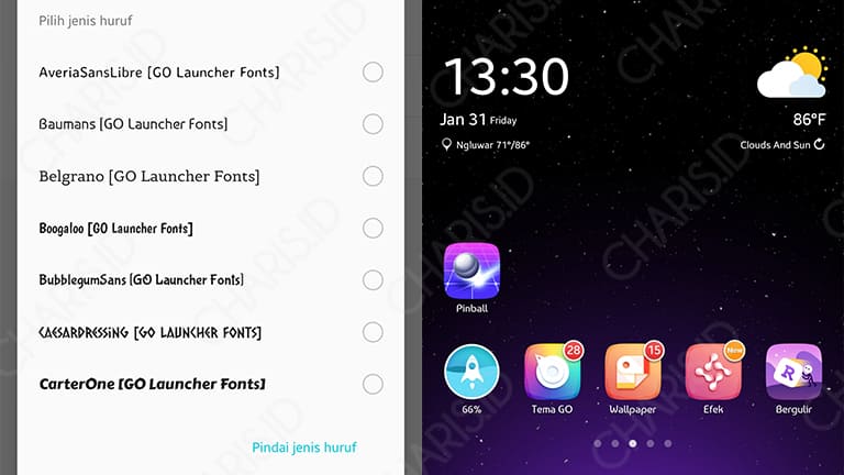 cara mengubah font di android