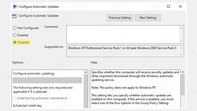 cara mematikan windows update win 10