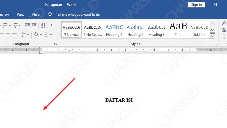 cara membuat daftar isi di word