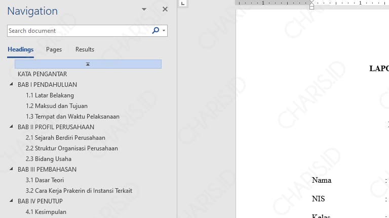 cara membuat daftar isi ms word 2013