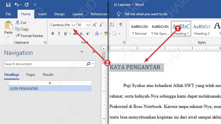 cara membuat daftar isi skripsi otomatis word 2007