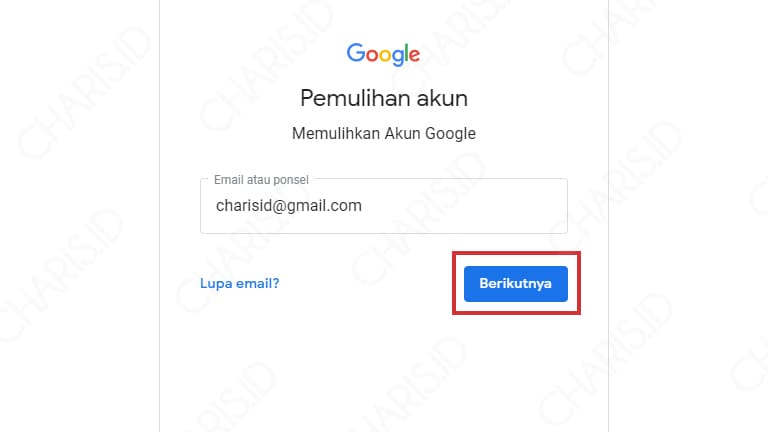 akun google lupa sandi