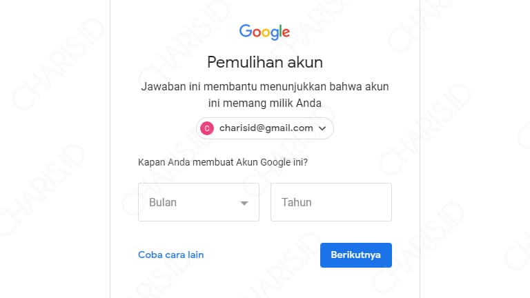 cara lupa sandi gmail