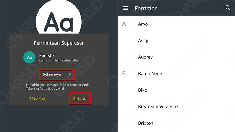 cara mengganti font android