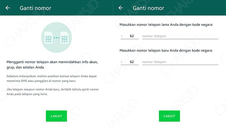 cara mengganti nomor whatsapp android