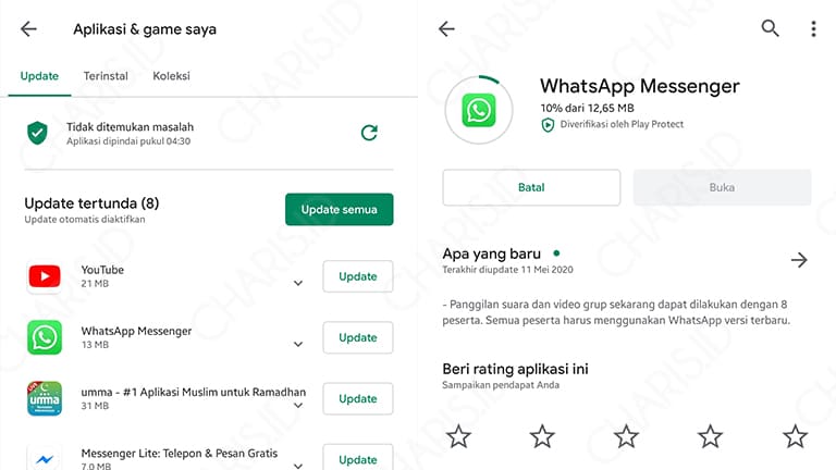 cara update whatsapp