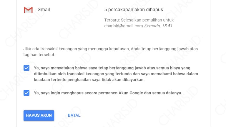 hapus akun google