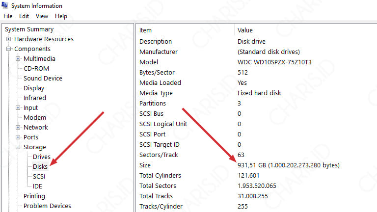 cara mengecek kapasitas hardisk