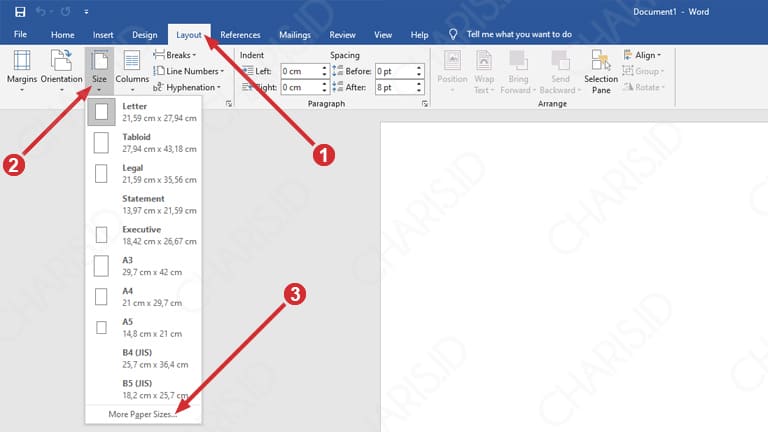 ukuran kertas a4 di microsoft word