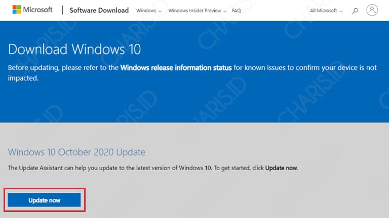 cara windows 10 update