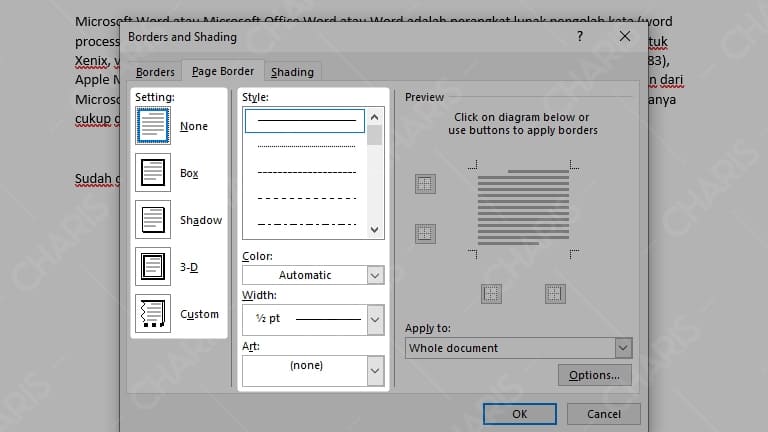 Belajar Membuat Border pada Word