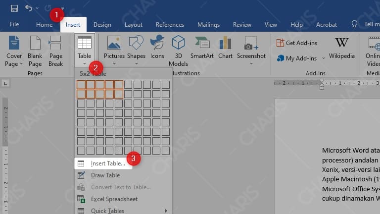 Belajar Membuat Tabel Ms Word