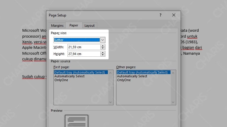 Mengubah Ukuran Kertas Microsoft Word