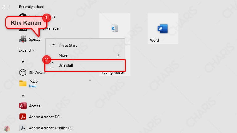 cara uninstall aplikasi di windows 10