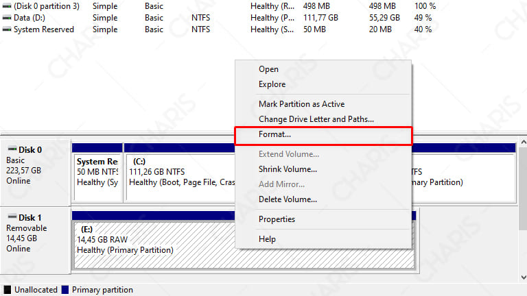 flashdisk menjadi raw