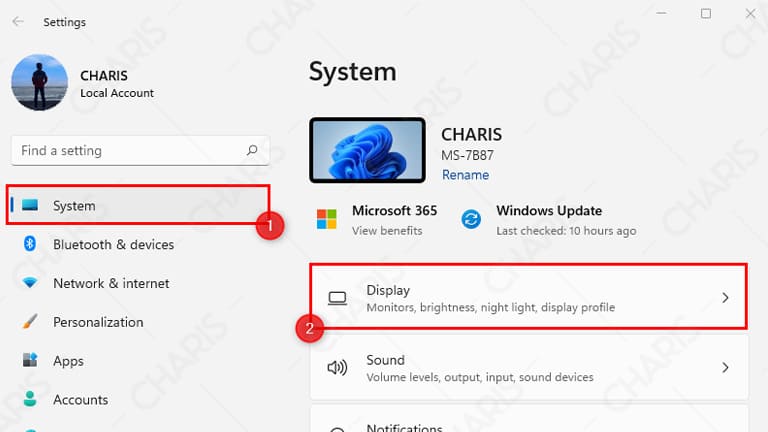 buka pengaturan tampilan windows