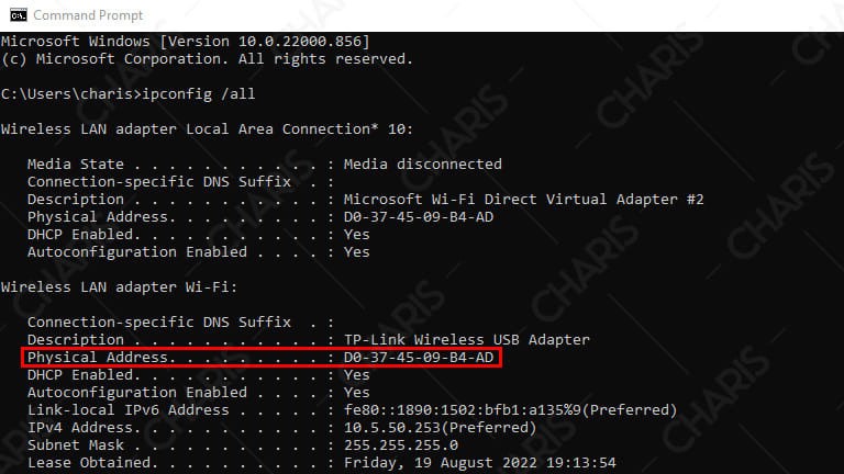 cara melihat mac address di laptop