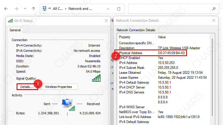 cara melihat mac address di windows