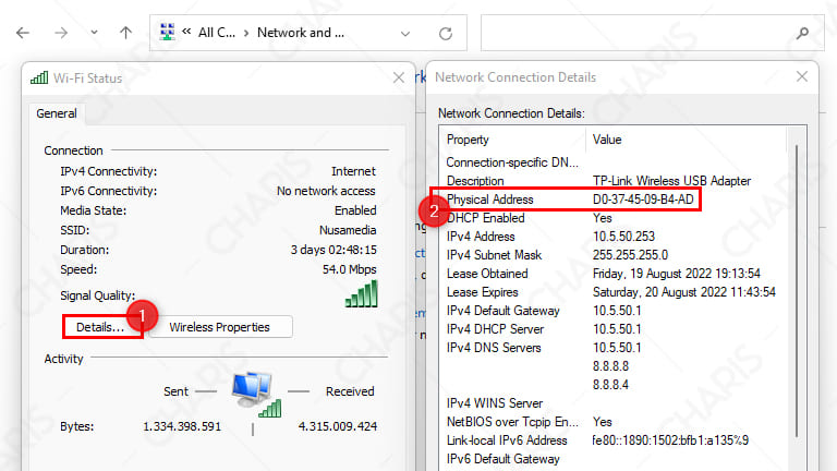 cara melihat mac address di windows